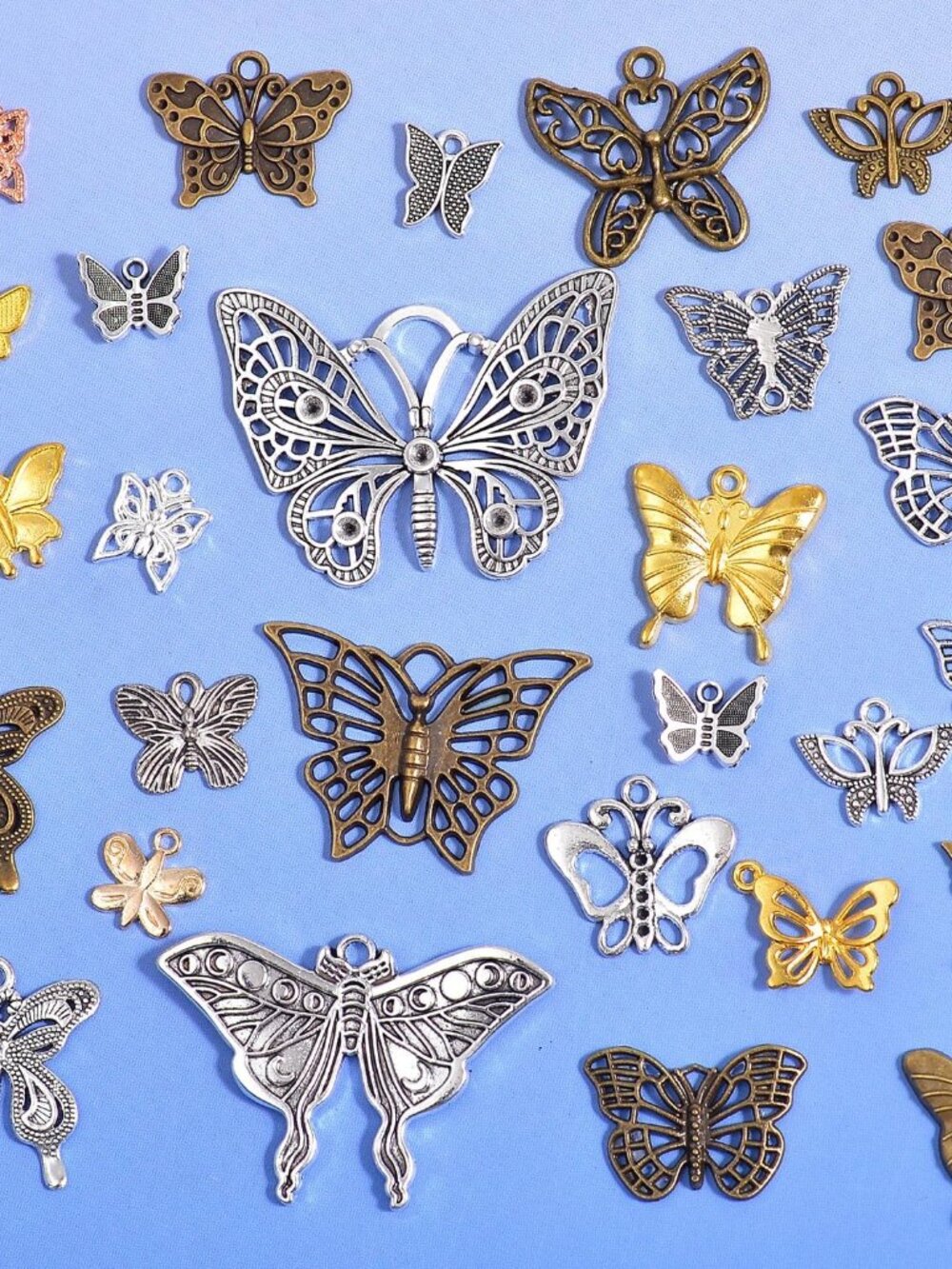 100g Metal Pendant Charms for Jewelry Making, Bulk Silver & Gold Plated Charms f - Picture 3 of 6